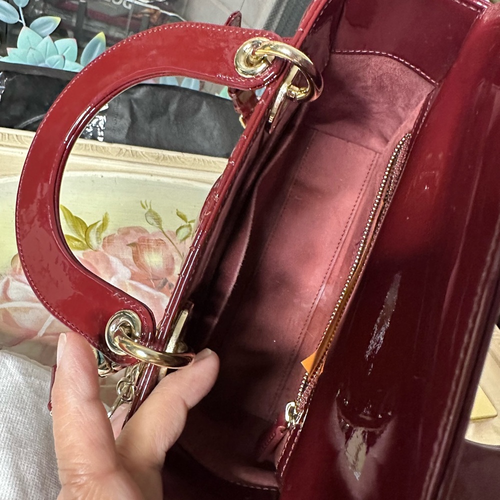 Christian Dior Lady Dior 24cm – Red Patent Leather – Gold Hardware - Picture 8 of 10